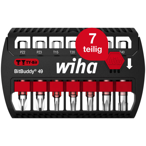 Wiha Bit Set BitBuddy® TY-Bit 49 mm Pozidriv, TORX® 7-tlg. 1/4" E6,3 (42118)