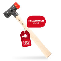 Wiha Schonhammer Safety mittelweich/ hart mit Hickory-Holzstiel, Rund-Schlagkopf 30, 290 mm (26611)