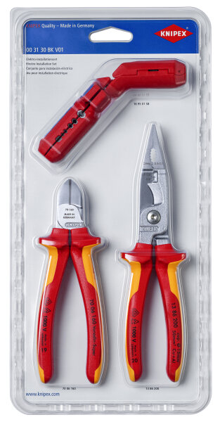 KNIPEX 00 31 30 BK V01 Elektro-Installationsset 1 x 13 86 200, 1 x 16 95 01 SB, 1 x 70 06 160