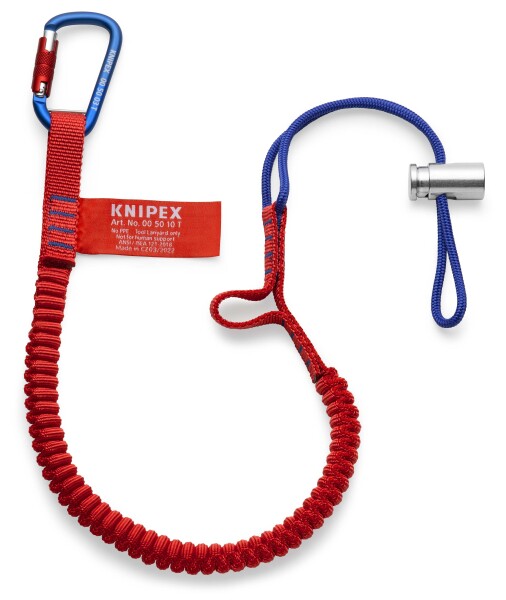 KNIPEX 00 50 12 T BK Fangleine mit fixiertem Materialkarabiner Zur Werkzeug-Absturzsicherung 900 mm