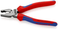 KNIPEX 02 02 180 SB Kraft-Kombizange mit Mehrkomponenten-Hüllen schwarz atramentiert 180 mm (SB-Karte/Blister)