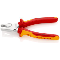 KNIPEX 02 06 180 SB Kraft-Kombizange isoliert mit Mehrkomponenten-Hüllen, VDE-geprüft verchromt 180 mm (SB-Karte/Blister)