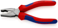 KNIPEX 03 02 160 SB Kombizange mit Mehrkomponenten-Hüllen schwarz atramentiert 160 mm (SB-Karte/Blister)