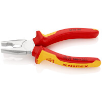 KNIPEX 03 06 160 SB Kombizange isoliert mit Mehrkomponenten-Hüllen, VDE-geprüft verchromt 160 mm (SB-Karte/Blister)