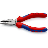 KNIPEX 08 22 145 SB Spitz-Kombizange mit Mehrkomponenten-Hüllen schwarz atramentiert 145 mm (SB-Karte/Blister)