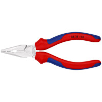 KNIPEX 08 25 145 SB Spitz-Kombizange mit Mehrkomponenten-Hüllen verchromt 145 mm (SB-Karte/Blister)