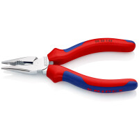 KNIPEX 08 25 145 SB Spitz-Kombizange mit Mehrkomponenten-Hüllen verchromt 145 mm (SB-Karte/Blister)