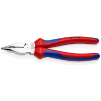 KNIPEX 08 25 185 SB Spitz-Kombizange mit Mehrkomponenten-Hüllen verchromt 185 mm