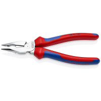 KNIPEX 08 25 185 SB Spitz-Kombizange mit Mehrkomponenten-Hüllen verchromt 185 mm