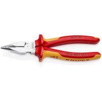 KNIPEX 08 26 185 SB Spitz-Kombizange isoliert mit Mehrkomponenten-Hüllen, VDE-geprüft verchromt 185 mm