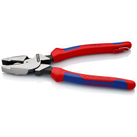 KNIPEX 09 02 240 T BK Kraft-Kombizange "Linemans Pliers" mit Befestigungsöse amerikanisches Modell mit Mehrkomponenten-Hüllen, mit integrierter Befestigungsöse zum Anbringen einer Absturzsicherung schwarz atramentiert 240 mm (SB-Karte/Blister)