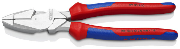 KNIPEX 09 05 240 Kraft-Kombizange "Linemans Pliers" amerikanisches Modell mit Mehrkomponenten-Hüllen verchromt 240 mm