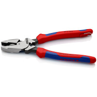 KNIPEX 09 12 240 T Kraft-Kombizange "Linemans Pliers" amerikanisches Modell mit schlanken Mehrkomponenten-Hüllen, mit integrierter Befestigungsöse zum Anbringen einer Absturzsicherung schwarz atramentiert 240 mm