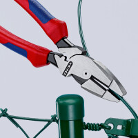 KNIPEX 09 12 240 T Kraft-Kombizange "Linemans Pliers" amerikanisches Modell mit schlanken Mehrkomponenten-Hüllen, mit integrierter Befestigungsöse zum Anbringen einer Absturzsicherung schwarz atramentiert 240 mm