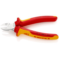 KNIPEX 14 26 160 SB Abisolier-Seitenschneider isoliert mit Mehrkomponenten-Hüllen, VDE-geprüft verchromt 160 mm (SB-Karte/Blister)