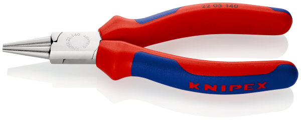 KNIPEX 22 05 140 Rundzange mit Mehrkomponenten-Hüllen verchromt 140 mm