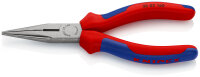 KNIPEX 25 02 160 SB Flachrundzange mit Schneide (Radiozange) mit Mehrkomponenten-Hüllen schwarz atramentiert 160 mm (SB-Karte/Blister)