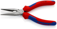 KNIPEX 25 02 160 SB Flachrundzange mit Schneide (Radiozange) mit Mehrkomponenten-Hüllen schwarz atramentiert 160 mm (SB-Karte/Blister)