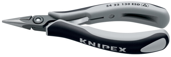 KNIPEX 34 22 130 ESD Präzisions-Elektronik-Greifzange ESD mit Mehrkomponenten-Hüllen brüniert 135 mm