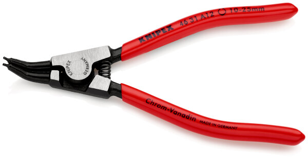 KNIPEX 46 31 A12 Sicherungsringzange für Außenringe auf Wellen 45° gewinkelt mit Kunststoff überzogen schwarz atramentiert 130 mm