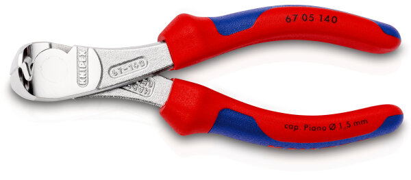 KNIPEX 67 05 140 Kraft-Vornschneider mit Mehrkomponenten-Hüllen verchromt 140 mm