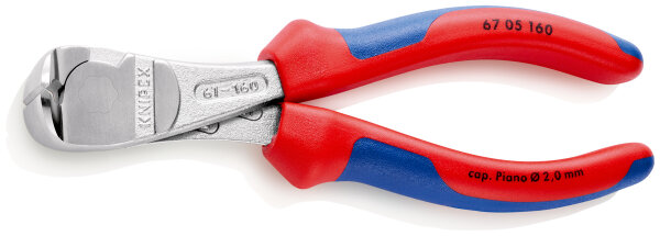 KNIPEX 67 05 160 Kraft-Vornschneider mit Mehrkomponenten-Hüllen verchromt 160 mm