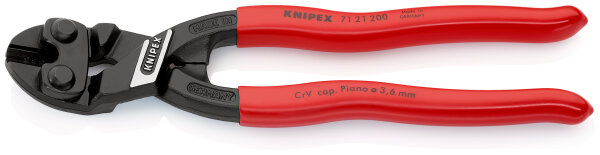 KNIPEX 71 21 200 SB CoBolt® Kompakt-Bolzenschneider mit Kunststoff überzogen schwarz atramentiert 200 mm (SB-Karte/Blister)