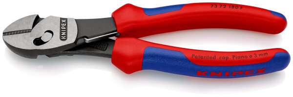 KNIPEX 73 72 180 F TwinForce® Hochleistungs-Seitenschneider mit Öffnungsfeder mit Mehrkomponenten-Hüllen schwarz atramentiert 180 mm