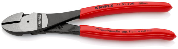 KNIPEX 74 01 200 SB Kraft-Seitenschneider mit Kunststoff überzogen schwarz atramentiert 200 mm (SB-Karte/Blister)