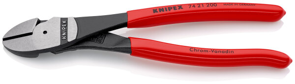 KNIPEX 74 21 200 Kraft-Seitenschneider mit Kunststoff überzogen schwarz atramentiert 200 mm