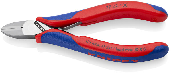 KNIPEX 77 02 130 Elektronik-Seitenschneider mit Mehrkomponenten-Hüllen 130 mm