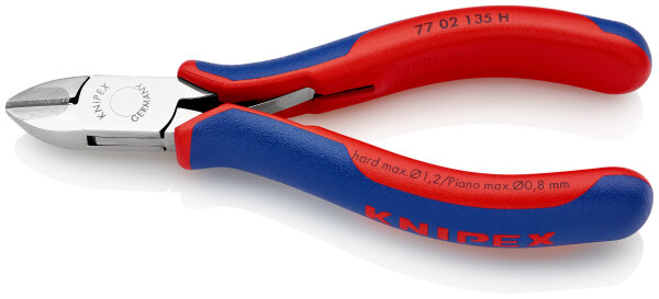 KNIPEX 77 02 135 H Elektronik-Seitenschneider mit eingesetzter Hartmetallschneide mit Mehrkomponenten-Hüllen 135 mm