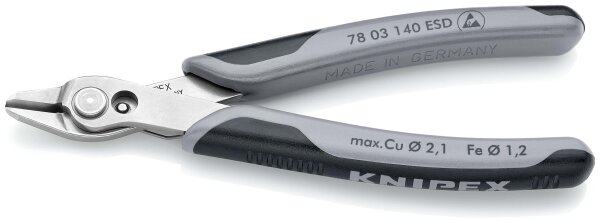 KNIPEX 78 03 140 ESD Electronic Super Knips® XL ESD mit Mehrkomponenten-Hüllen 140 mm