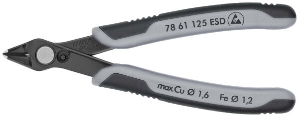 KNIPEX 78 61 125 ESDSB Electronic Super Knips® ESD mit Mehrkomponenten-Hüllen brüniert 125 mm (SB-Karte/Blister)