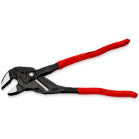 KNIPEX 86 01 300 SB Zangenschlüssel Zange und Schraubenschlüssel in einem Werkzeug mit rutschhemmendem Kunststoff überzogen grau atramentiert 300 mm (SB-Karte/Blister)