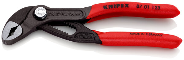 KNIPEX 87 01 125 SB Cobra® Hightech-Wasserpumpenzange mit rutschhemmendem Kunststoff überzogen grau atramentiert 125 mm (SB-Karte/Blister)