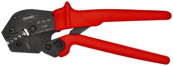 KNIPEX 97 52 04 Crimpzange auch für Zweihandbedienung mit rutschhemmenden Kunststoff-Hüllen brüniert 250 mm