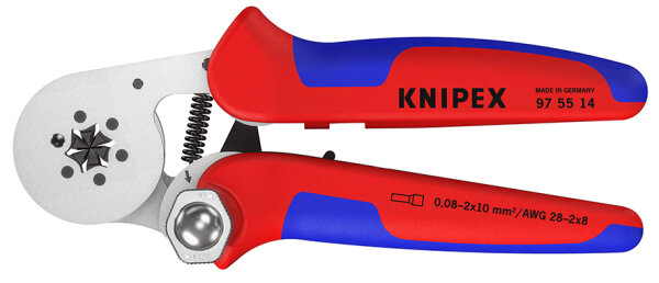 KNIPEX 97 55 14 Selbsteinstellende Crimpzange für Aderendhülsen mit Seiteneinführung mit Mehrkomponenten-Hüllen verchromt 180 mm