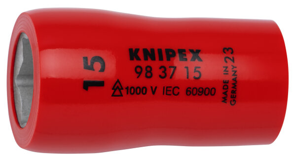 KNIPEX 98 37 15 Steckschlüsseleinsatz für Sechskantschrauben mit Innenvierkant 3/8" 46 mm