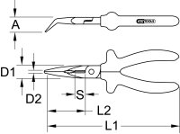 Flachrundzange, gebogen, 165mm