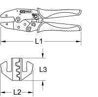 Crimpzange für isolierte Winkel-Flachsteckhülsen