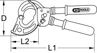 Ratschenkabelschere mit Schutzisolierung, 310mm