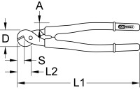 Drahtseil-Kabelschere mit Schutzisolierung, 600mm