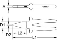 1000V Flachzange, kurze Backen, 160mm