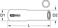 1/2" Stecknuss mit Schutzisolierung, lang, 8mm