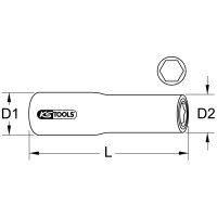 1/2" Stecknuss mit Schutzisolierung, lang, 21mm