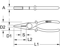 Kunststoff-Flachzange mit Schutzisolierung, 190mm