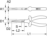 1000V Flachrundzange, 160mm