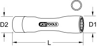 3/8" Stecknuss mit Schutzisolierung, XL, 10mm