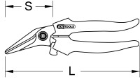 Universal-Werkstattschere, abgewinkelt, 185mm